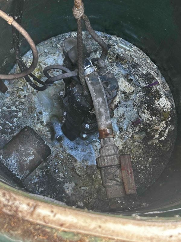 inside of a broken grinder pump