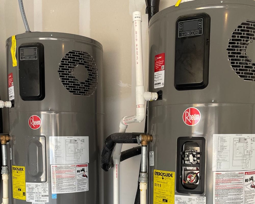 close up of 2 hybrid water heater screens